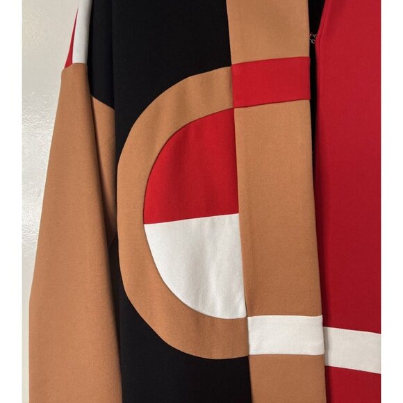 Ashro Women's XL Abstract Color Block Long Sleeve Akello Jacket Coat Dress MCM - Picture 6 of 16